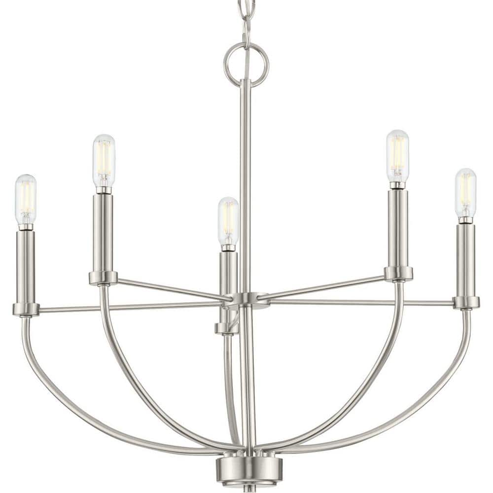 Leyden Brushed Nickel 5-Light Farmhouse Chandelier