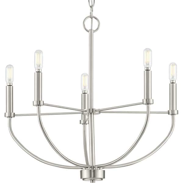 Leyden 5-Light Brushed Nickel Farmhouse Chandelier Light
