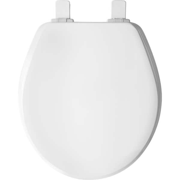 Woodland Round Soft Close Enameled Wood Closed Front Toilet Seat in White Removes for Easy Cleaning, Never Loosens