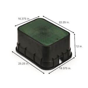 20 in. x 25 in. Rectangular Valve Box and Cover; Black Box, Green Cover