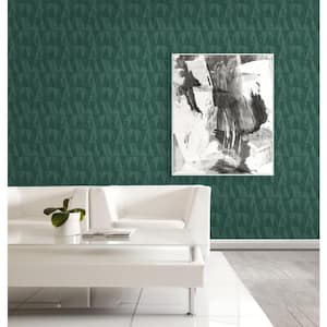 Geo Triangles Green Paper Non Pasted Strippable Wallpaper Roll (Cover 60.75 sq. ft.)