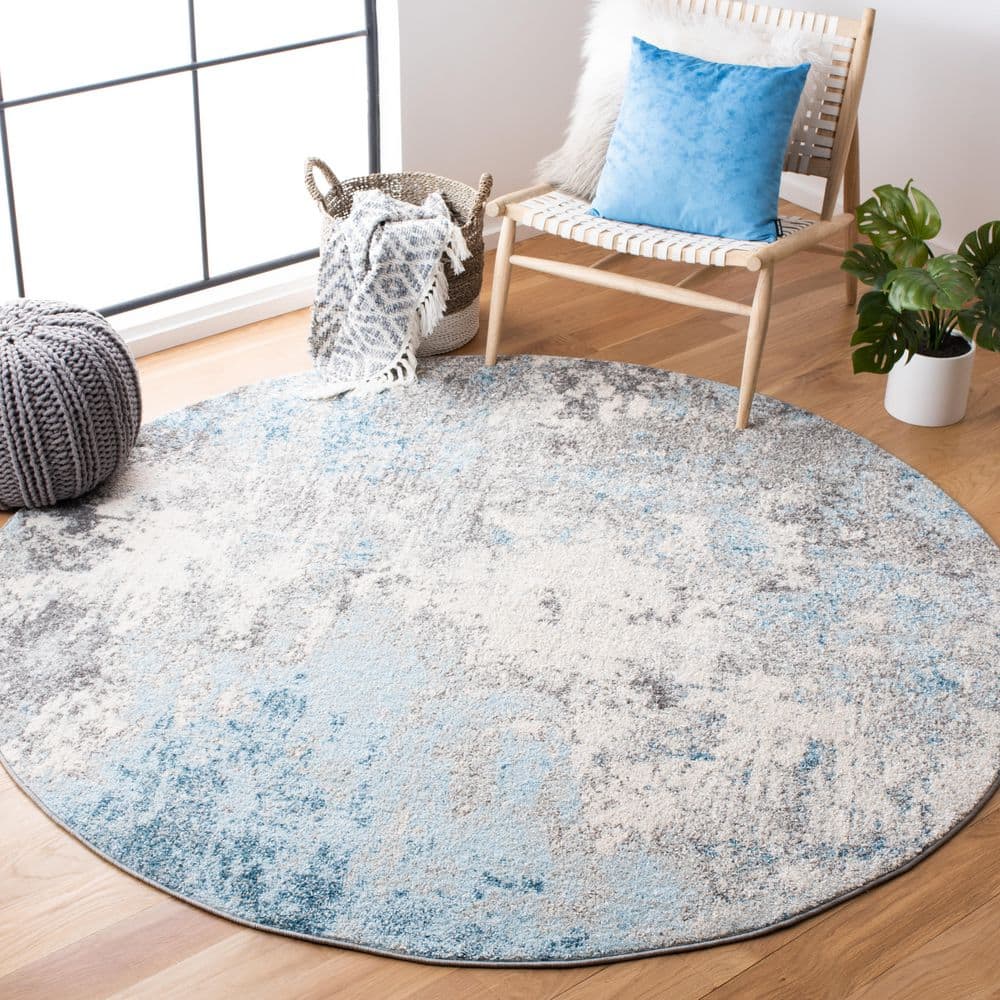 Tulum 7 ft. x 7 ft. Round Gray/Blue Rustic Abstract Area Rug price history on PriceWatchPro