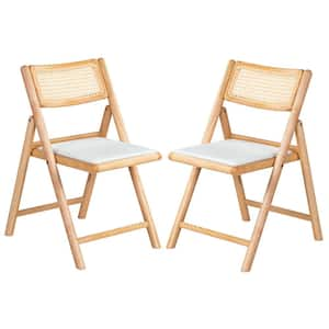 Shaylie Natural/White 18.1 in. Rattan Dining Chair Set of 2