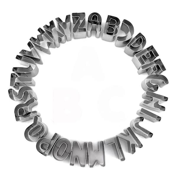 Stainless Steel Alphabet Letter Theme Pancake Mold Set, Silver Finish, 26 Pieces for Cookie Cake Fondant Fruit