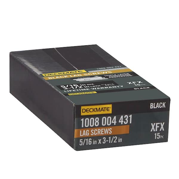5/16 in. x 3-1/2 in. Black Exterior Hex Head Lag Screw (15-Pack)