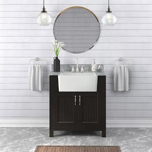 Davenport 31 in. W x 19 in. D Bath Vanity in Coffee Bean with Granite Vanity Top in Viscont White with Farmhouse Sink