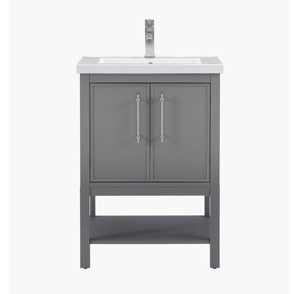 SUDIO Taylor 24.4 in. W x 18 in. D x 34 in. H Bath Vanity in Dark Gray with Ceramic Vanity Top in White with White Basin