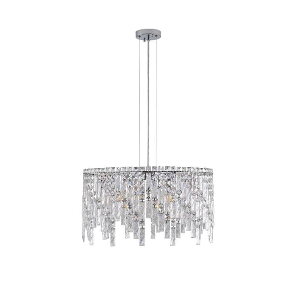 Logmey 9 Light Silver Crystal Chandelier Round Circle Chandelier for Dinning Room Living Room Master Bedroom Foyer