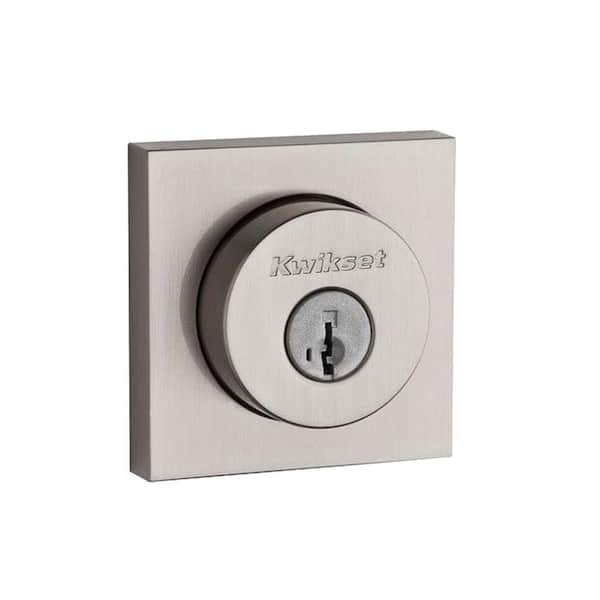 Kwikset 159 Series Square Contemporary Satin Nickel Double Cylinder Deadbolt Featuring SmartKey Security