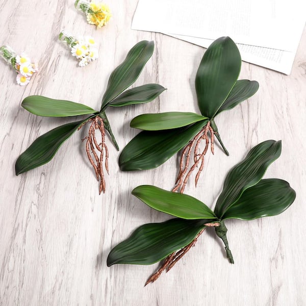 4 Pack 8 in. Artificial Green Indoor/Outdoor Phalaenopsis Orchid