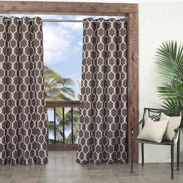 Parasol Semi-Opaque Totten Key Trellis Brown Polyester Grommet Curtain - 52 in. W x 95 in. L