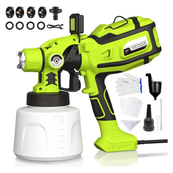 1400 ml 1200W HVLP Paint Sprayer with 5 Nozzles, 3 Spray Patterns, Adjustable Flow Control, Easy Clean, Green