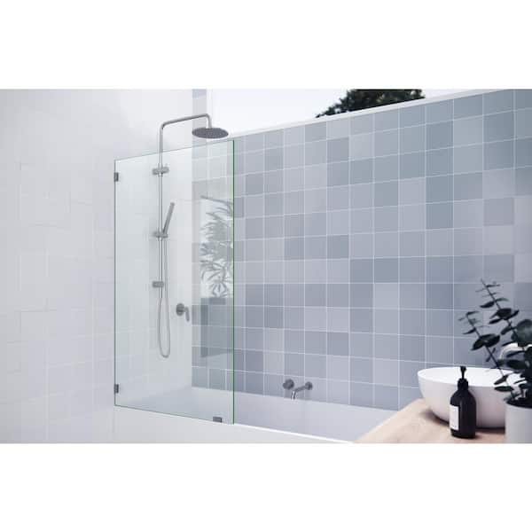 Glass Warehouse 58.25 in. x 32.5 in. Frameless Shower Bath Fixed Panel