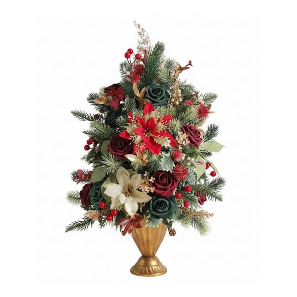 2 in Artificial Christmas Flowers Greenery Combo Box Set Faux Flowers Leaf  Stems for DIY Tree Ornaments Wreath 59C1124D1620 - The Home Depot