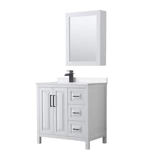 Daria 36 in. W x 22 in. D x 35.75 in. H Single Bath Vanity in White with Carrara Cultured Marble Top and MC Mirror