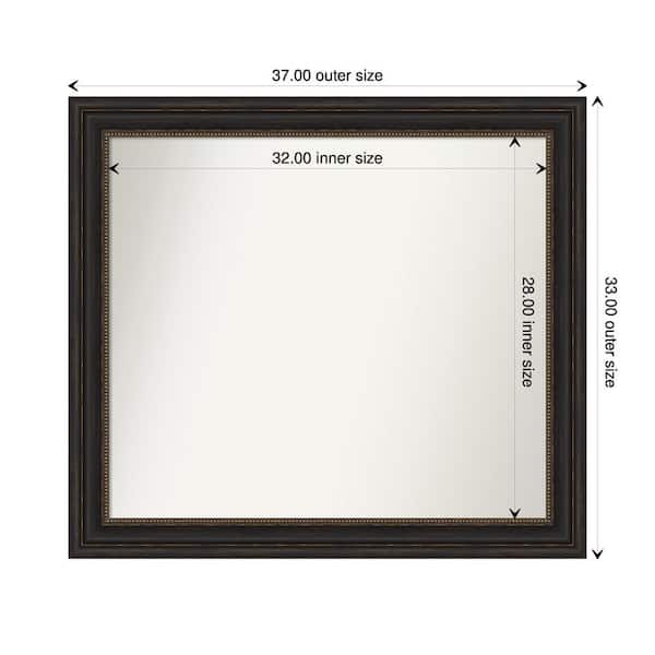 Amanti Art Accent Bronze 37 in. x 33 in. Custom Non-Beveled Polystyrene Antique Framed Bathroom Vanity Wall Mirror