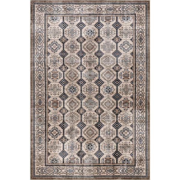 Arisbeth SplashGuard Machine Washable Area Light Beige 4 ft. x 6 ft. Indoor Area Rug