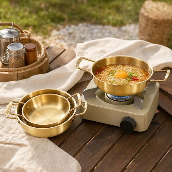 Wudkey 3-Piece Ramen Noodle Pot with Handles, Stainless Steel