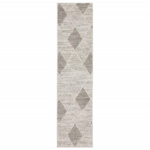 Grey and Ivory 2 ft. x 8 ft. Geometric Power Loom Stain Resistant Runner Rug