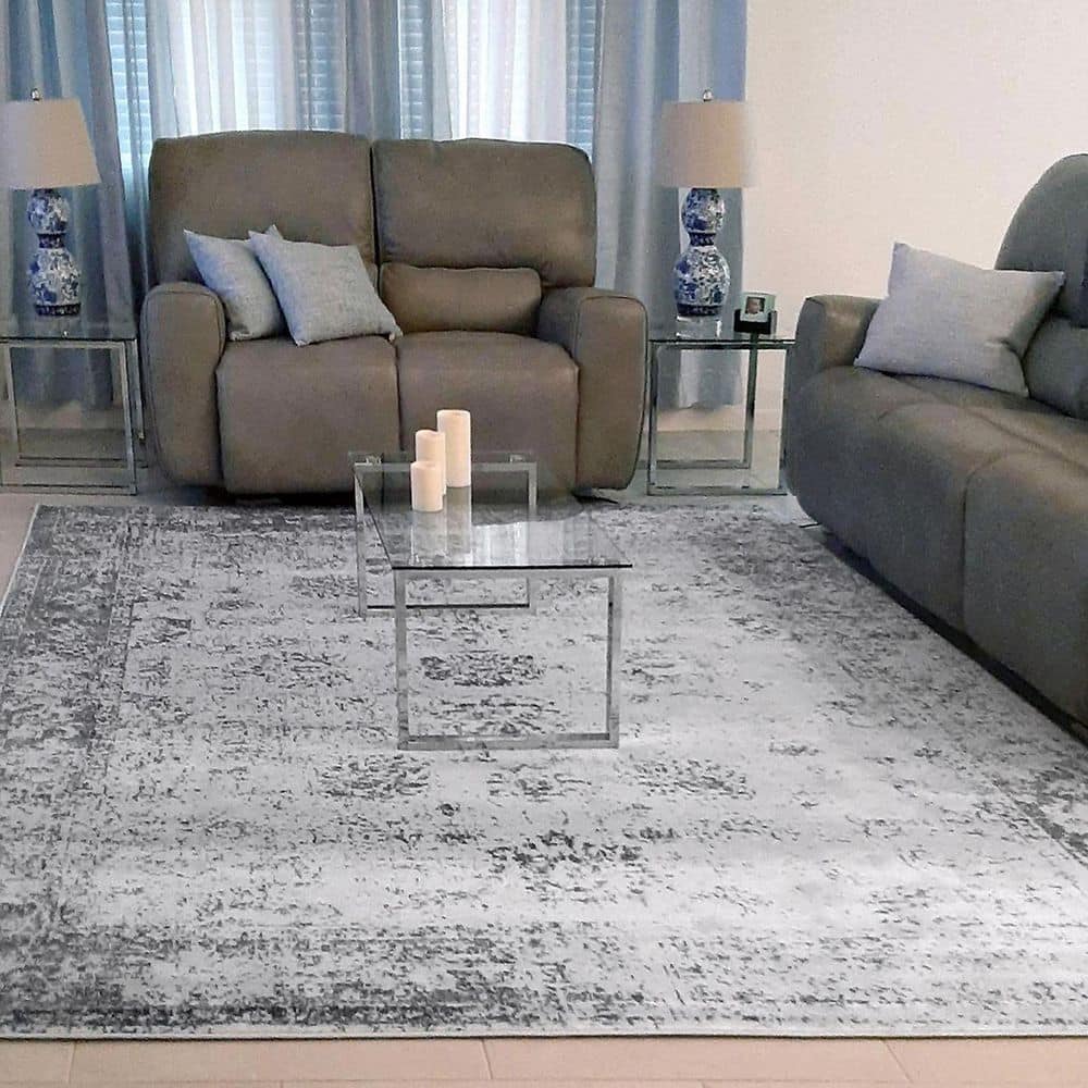 Casino Sofia Chic Gray Rectangular Indoor Rug - 8' x 10'