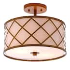 Elizabeth 13.25 in. Metal LED Flush Mount, Gold/White
