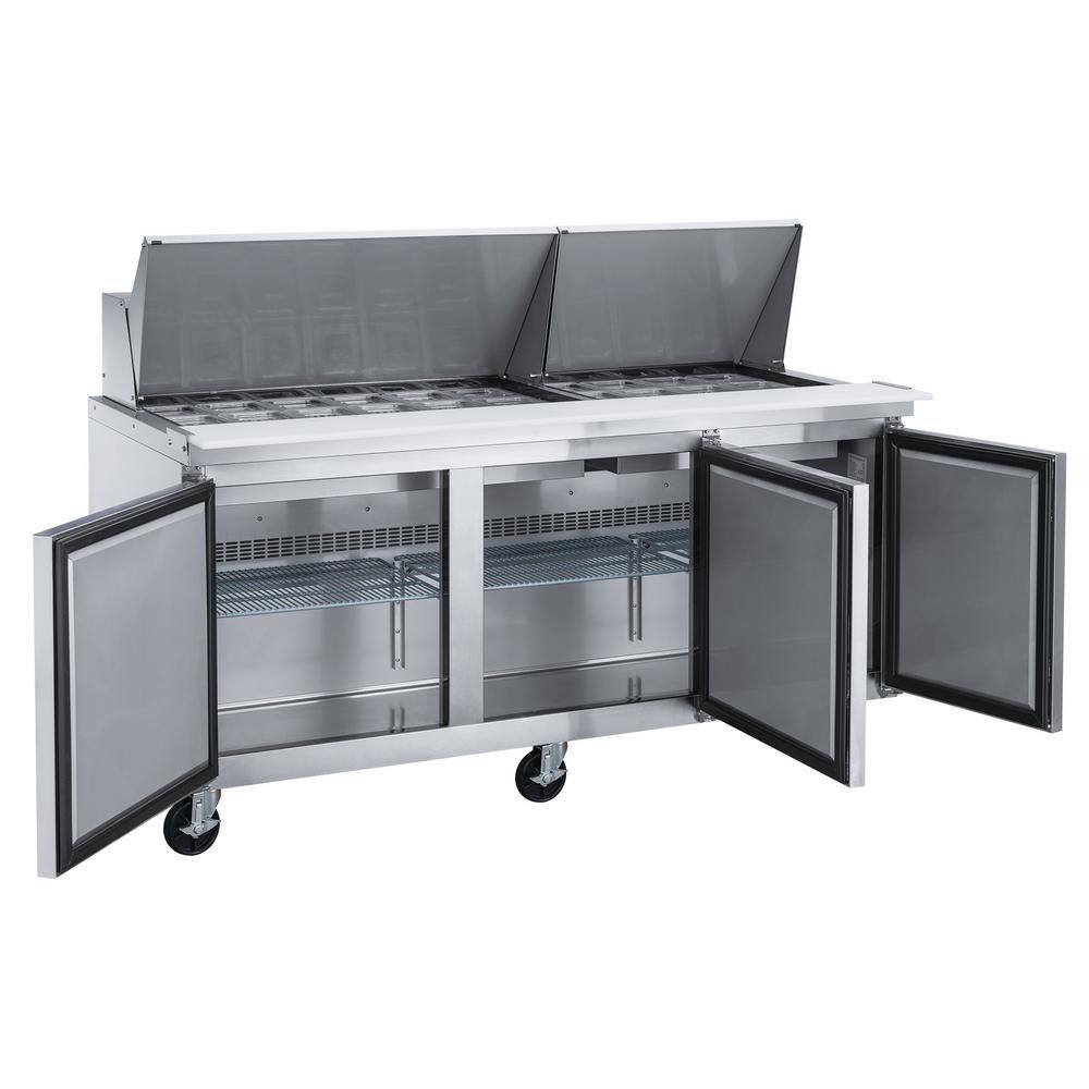72.25" Stainless Steel 3-Door Commercial Food Prep Table