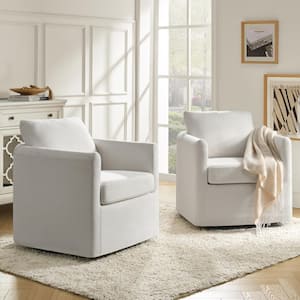 Christepher Modern White Slipcovered 360° Swivel Chair Set of 2
