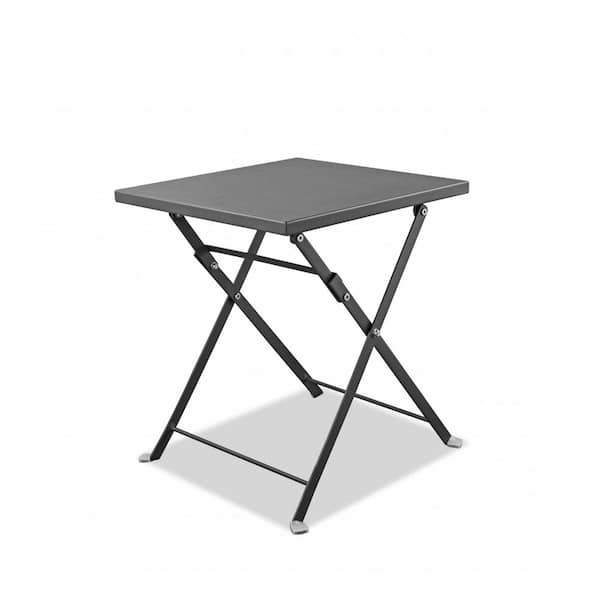 HomeRoots 16 in. Gray Square Stainless Steel End Table