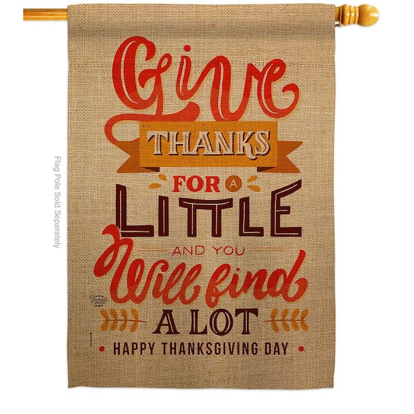 Ornament Collection 28 in. x 40 in. Give Thanks Fall House Flag Double-Sided Decorative Vertical Flags