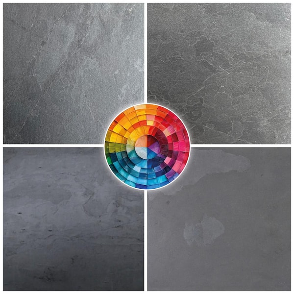 Slate-Lite 11 in. x 4 in. Nero Sample Matte Dark Grey Slate Thin and Flexible Stone Sheet Wall Tile in black
