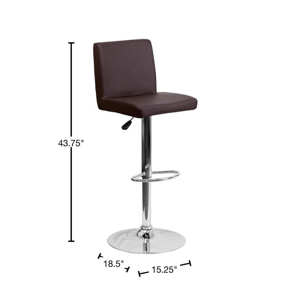 Luxurious Brown Vinyl Adjustable Swivel Barstool with Chrome Base