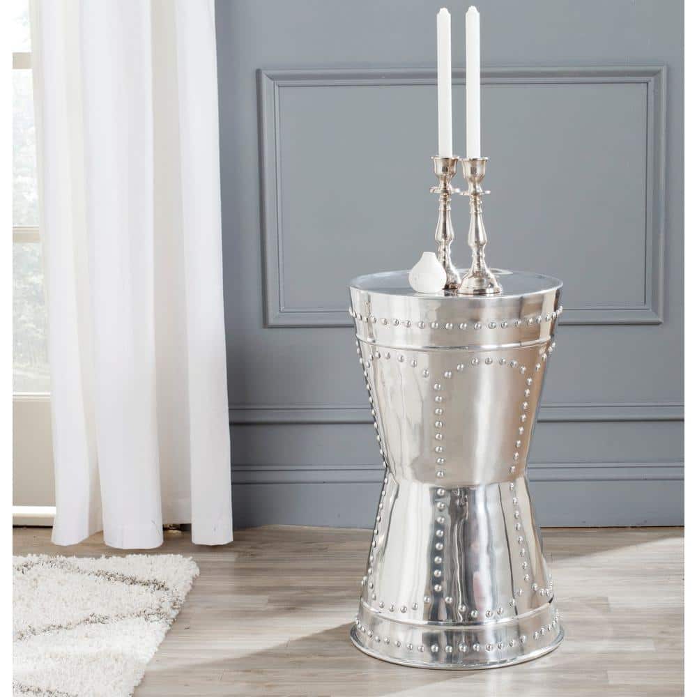 Sedona Silver Round Metal Art Table Stool