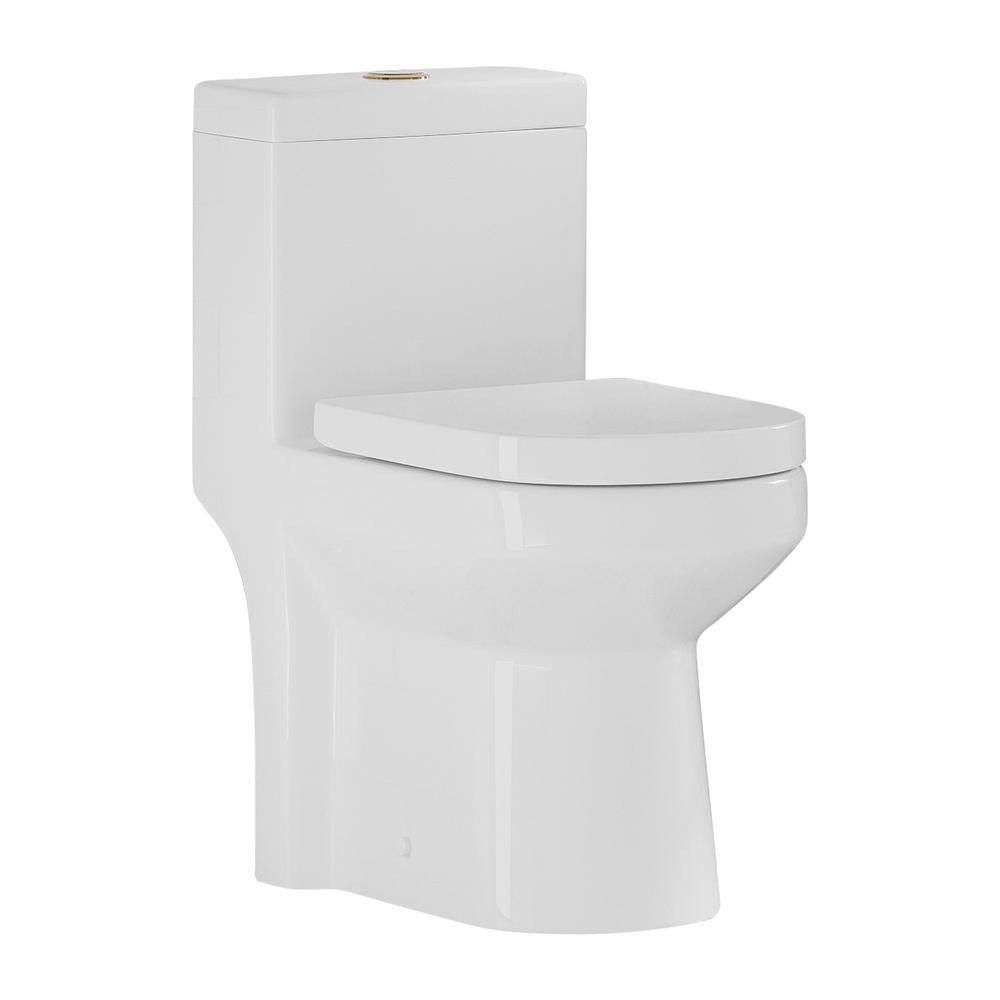 Hanikes One-Piece 1.1/1.6 GPF Dual Flush Round Toilet in White, Seat ...