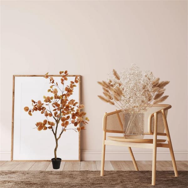 Unbranded 2-Pieces 3 ft. Artificial Fall Eucalyptus Tree Thanksgiving Decor, Artificial Faux Autumn Ficus Tree Decor