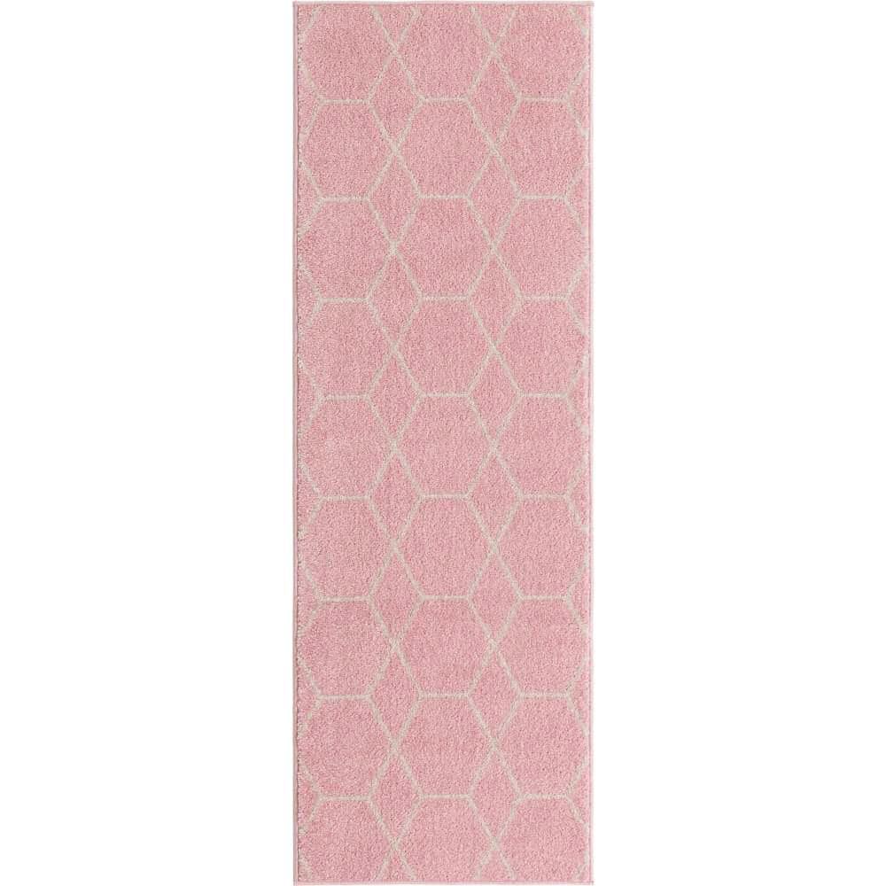 StyleWell Trellis Frieze Light Pink/Ivory 2 ft. x 6 ft. Geometric