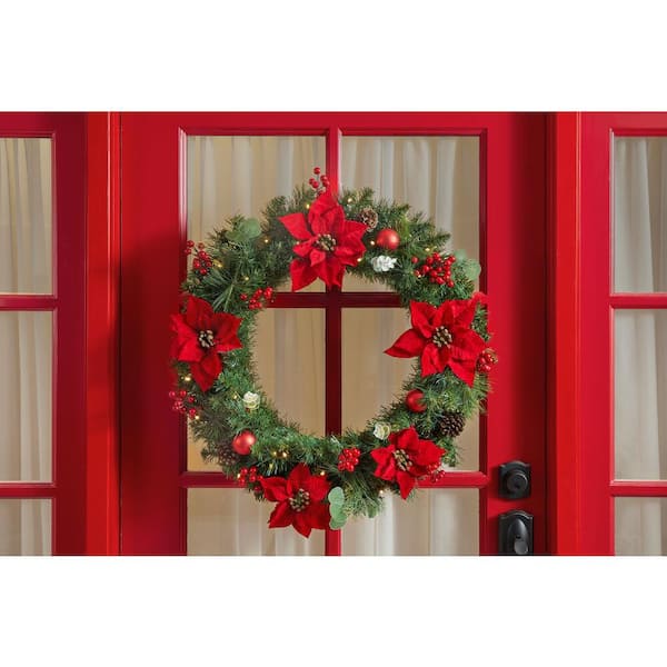 Syhood 2 Pieces 9 Inch Mini Christmas Wreaths for Front Door