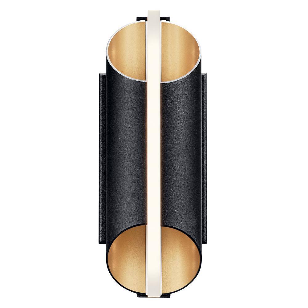 Astalis 12" Black Textured LED Cylinder Wall Sconce