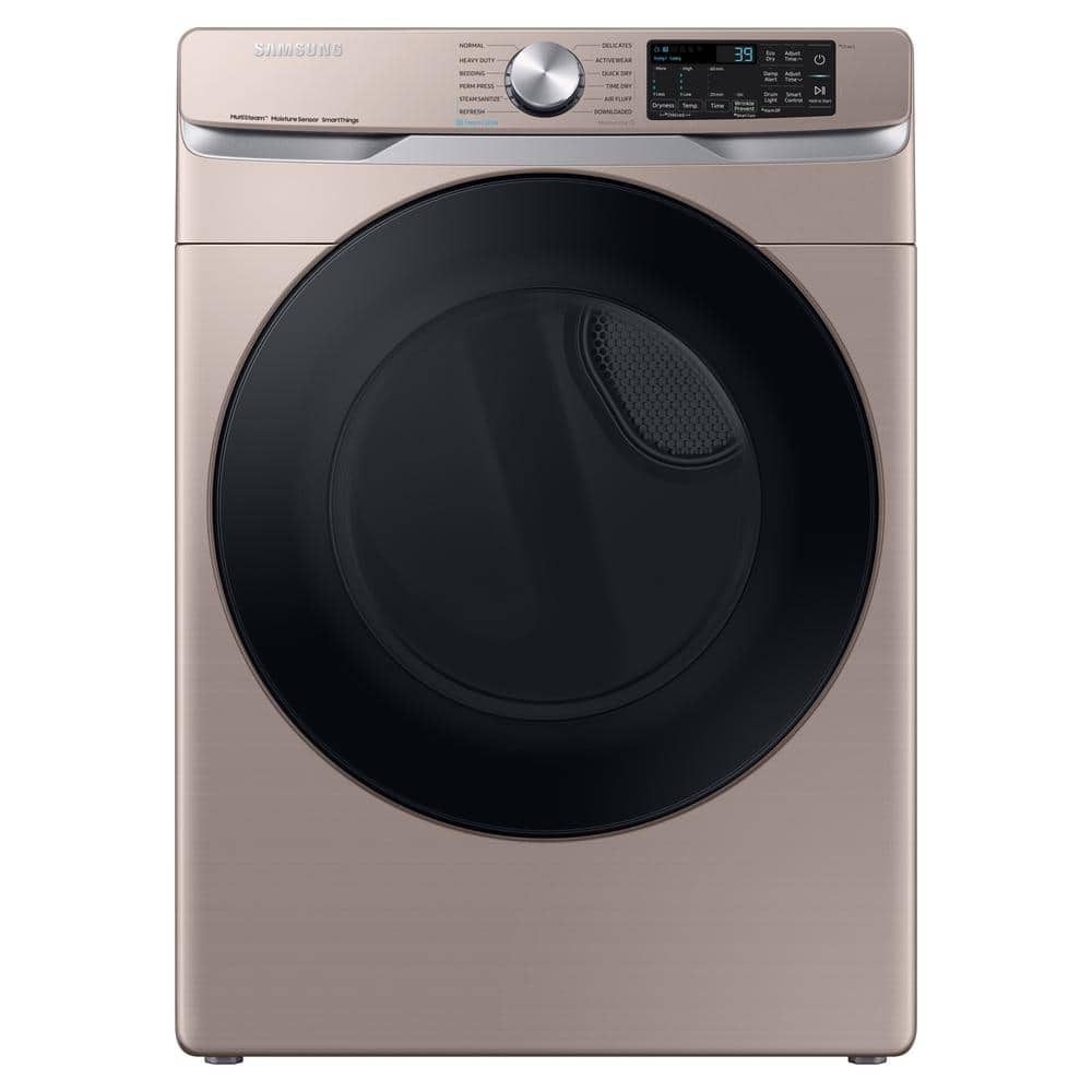 Samsung 7.5 cu. ft. Smart Stackable Vented Electric Dryer with Steam Sanitize+ in Champagne, Beige