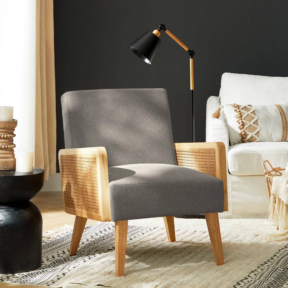 Pewter Velvet Handcrafted Accent Chair with Manufactured Wood Frame