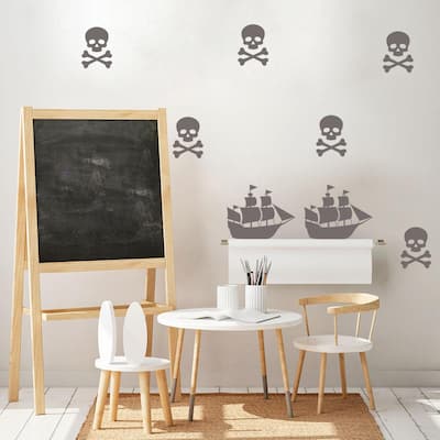 Pirate Skull & Crossbones Peel and Stick Wall Decals (set of 8)