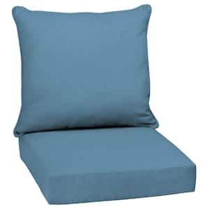 24 in. in. x 48 in. 2-Piece Deep Seating Outdoor Lounge Chair Cushion in French Blue Texture