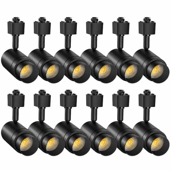 12-Pack Zoomable H Track Lighting Heads, Dimmable LED Track Light Fixtures, 12W 3000K CRI90, Black