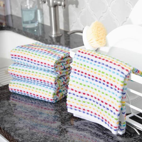 Ritz Summer Multicolor Pebble Cotton Terry Bar Mop Kitchen Towel Set of 4