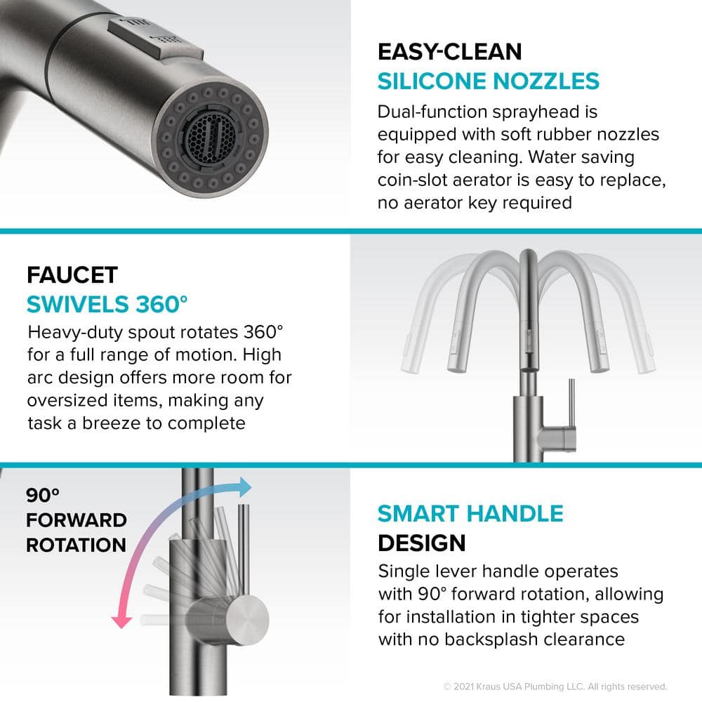 Brushed Brass Single Handle Pull Down Kitchen Faucet