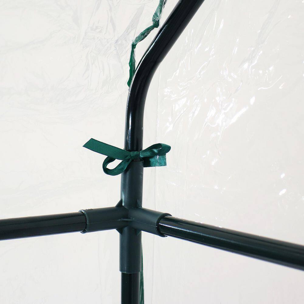 Clear PVC Walk-In Greenhouse with 4 Steel Shelves
