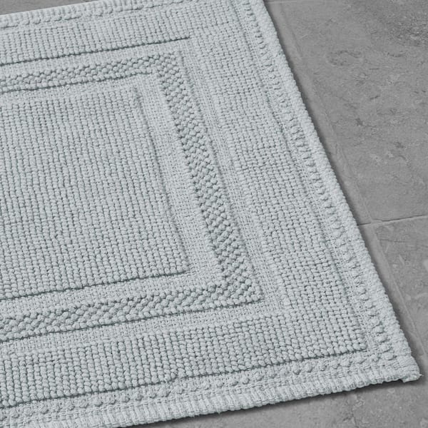 Stonewash Racetrack Washed Grey Solid Color Cotton Rectangle 2-Piece Bath Rug Set