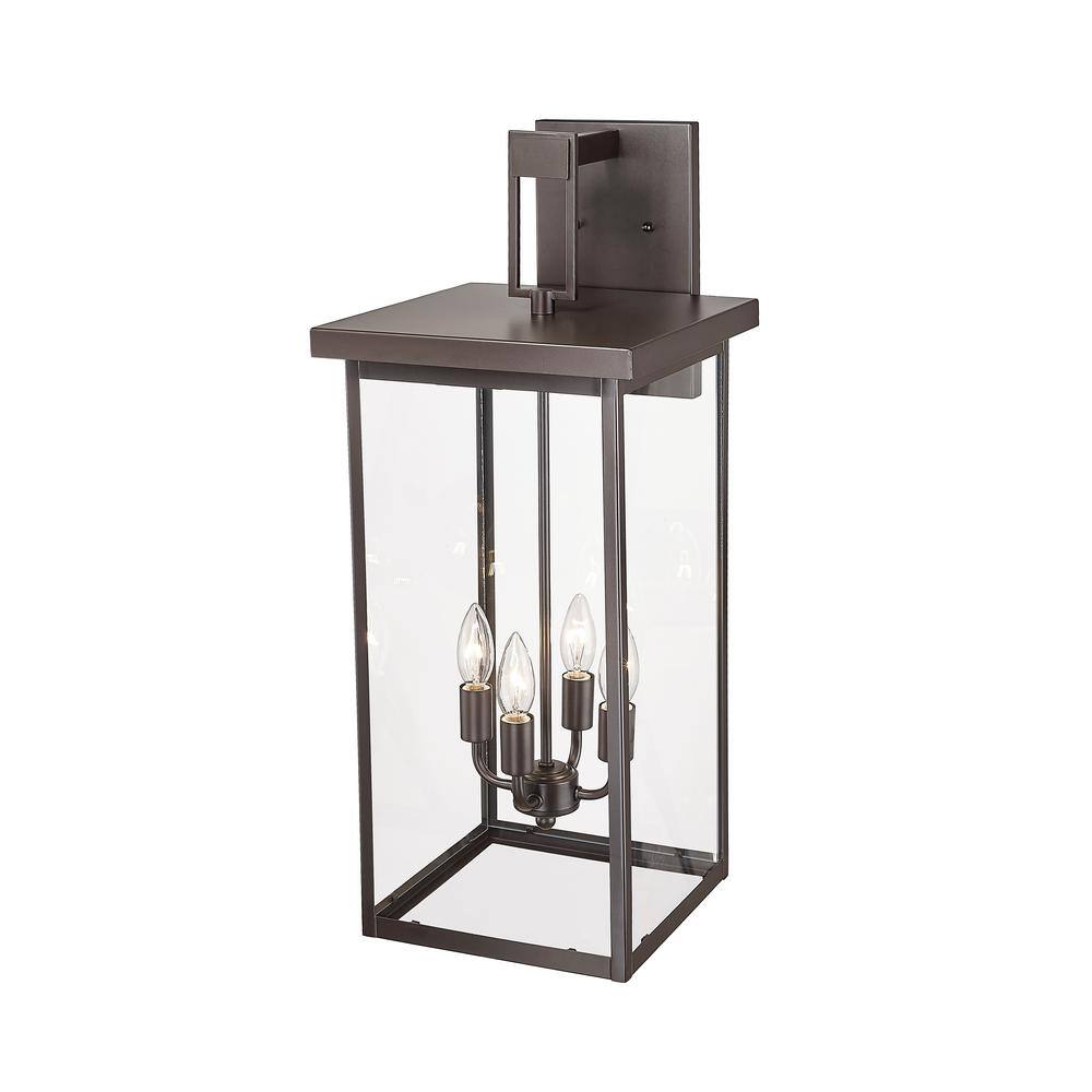 Bronze 27" Dimmable Outdoor Wall Sconce with Clear Glass