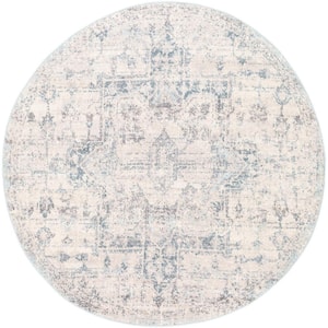 Wynne Light Gray 5 ft. 3 in. x 5 ft. 3 in. Round Area Rug