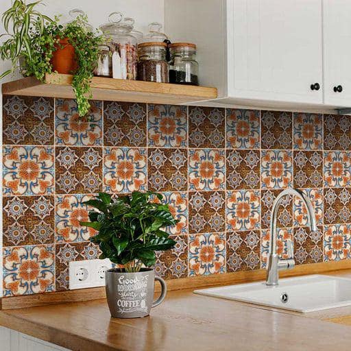 Orange and Yellow H211 4 in. x 4 in. Vinyl Peel and Stick Tile (24-Tiles, 2.67 sq.ft./Pack)