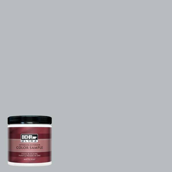 BEHR ULTRA 8 oz. #UL260-19 French Silver Matte Interior/Exterior Paint and Primer in One Sample